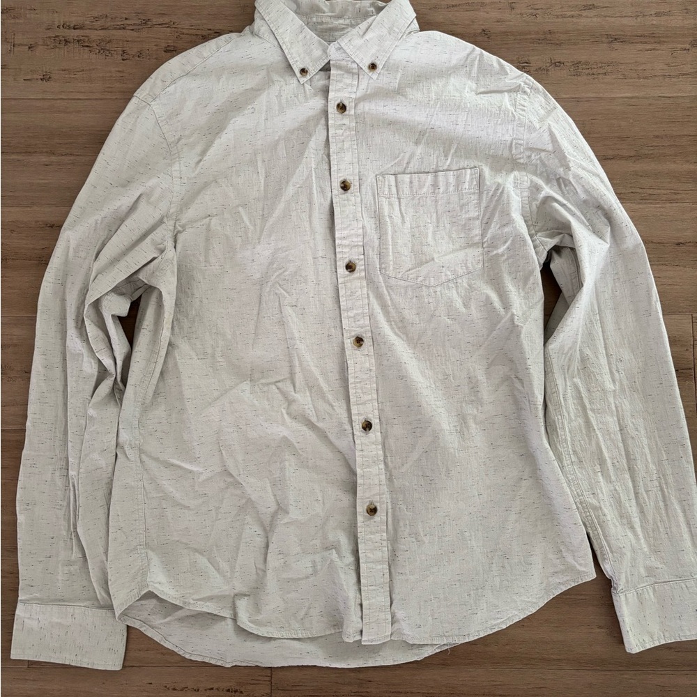 Light Gray Speckled Men's Button Down Shirt